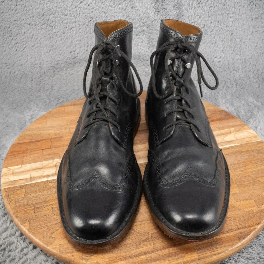 Sebago Hamilton Mens Wingtip Leather Black Boots B132000‎ Size 13 D